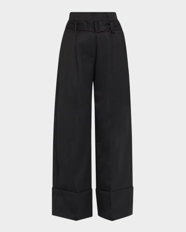 Multi Belt Loop Wide-Leg Trousers
